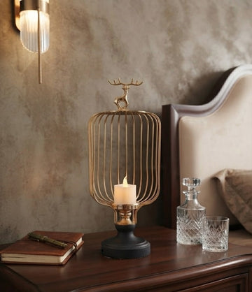 The Golden Stag Cage Candle Holder