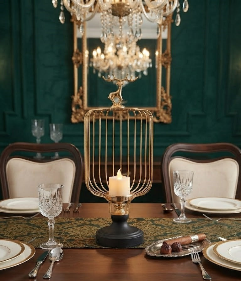 The Golden Stag Cage Candle Holder
