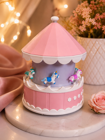 Dreamy Carousel Music Box – Cute Unicorn Rotating Decorative Toy
