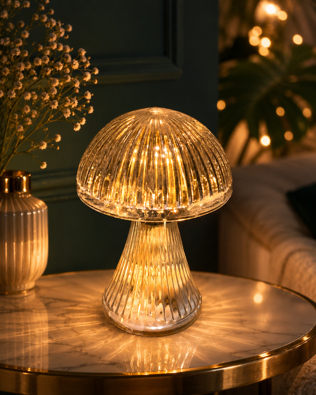Crystal Glow Mushroom Table Lamp – Modern LED Decorative Light