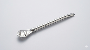 Reusable Curved Steel Straw with Herb Infuser Tip