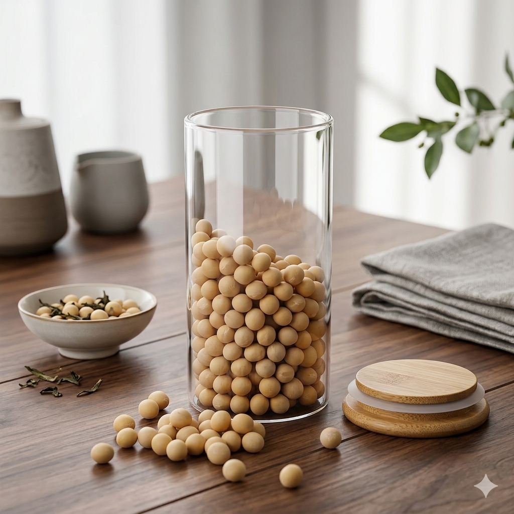 3Pcs Glass Storage Jars with Airtight Bamboo Lids