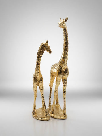 Pair of Tall Vintage Brass Giraffe Figurine Sculptures Overt 2 Feet