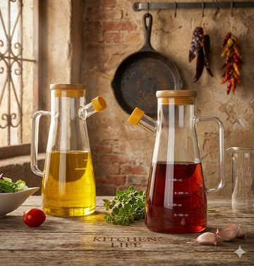 900ml Airtight Oil Jug with Wooden Lid & Precision Pour Stopper