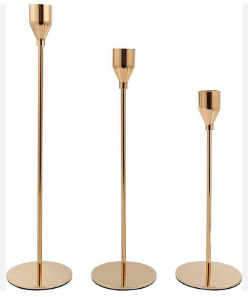 Golden Candle Holders – Set of 3