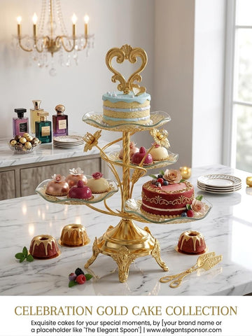 Luxury Gold Multi-Tier Cake & Dessert Stand – Elegant Celebration Collection