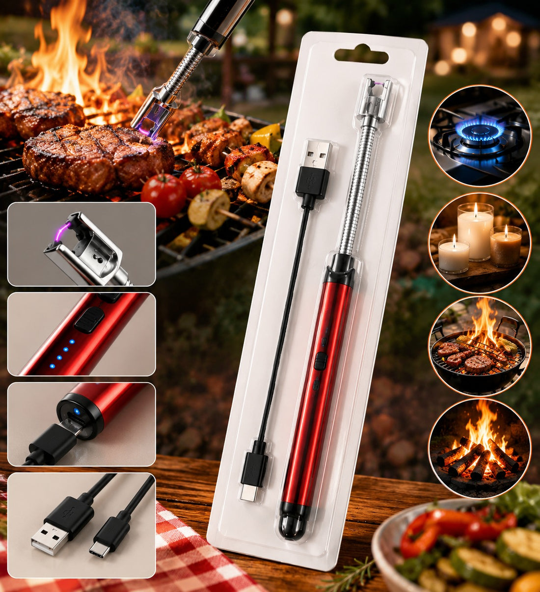 LIVMORE rechargeable flameless stainless steel electric lighter.