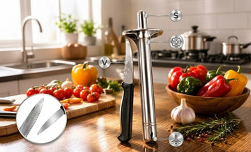 stainless steel kitchen lighter with a knife.