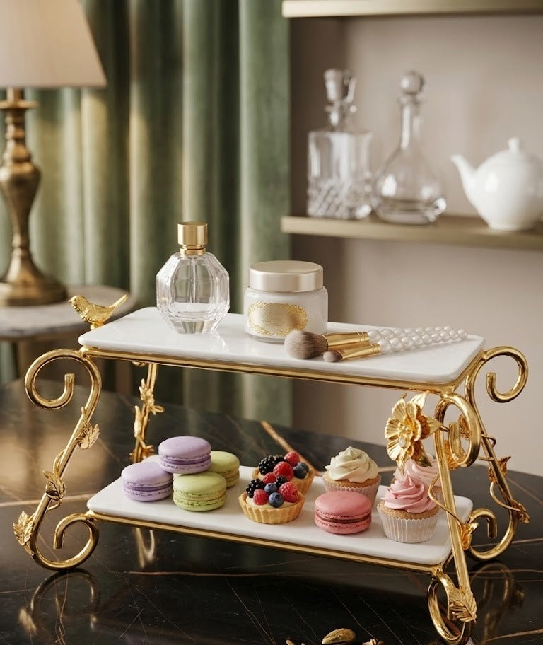 Royal Bird & Floral 2-Tier Ceramic Serving Platter