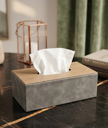 Minimalist Two-Tone Faux Leather Tissue Holder