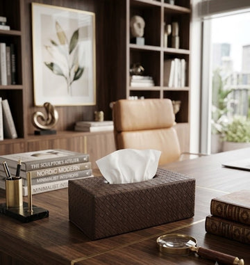 Intrecciato Textured Leatherette Tissue Box