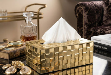Gold Mirror Disco Tile Tissue Holder