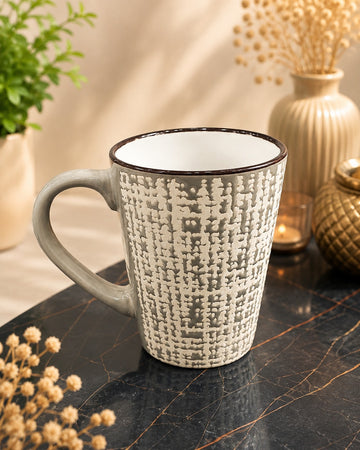 Elegant Grey & White Textured Ceramic Coffee Mug