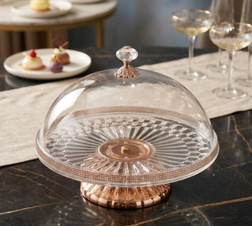 Brilliant Acrylic Revolving Cake Stand with Dome Cover