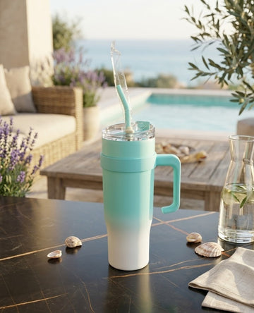 Turquoise Ombre 40oz Tumbler with Handle