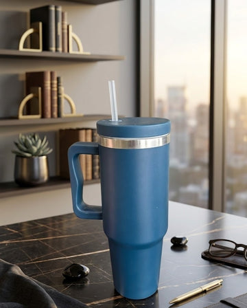 Matte Navy 40oz Tumbler with Handle