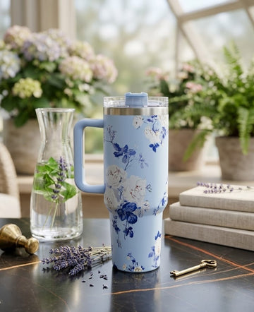 Pastel Blue Hydrangea 40oz Tumbler