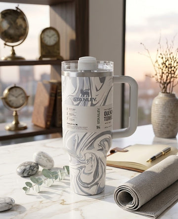 Authentic Stanley 40oz Quencher Tumbler – Marble Print