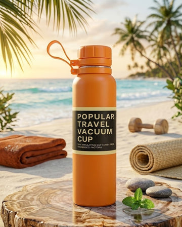 Vibrant Orange Travel Vacuum Cup