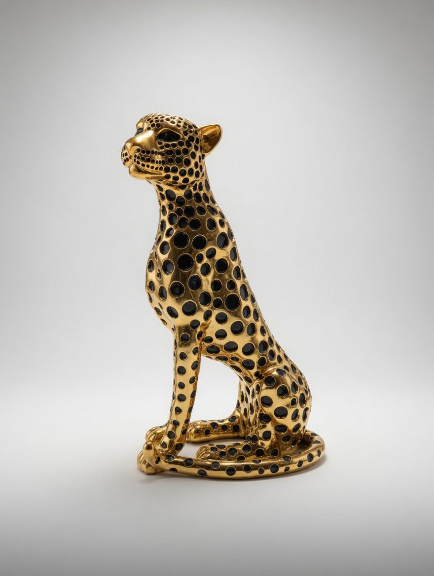 Craftoom World Leopard Sculptures for Home Decor, Modern Sculptures Decorations for Living Room, Bedroom, Table, Bookshelf, Golden Resin Leopard Art Decorative Sculpture