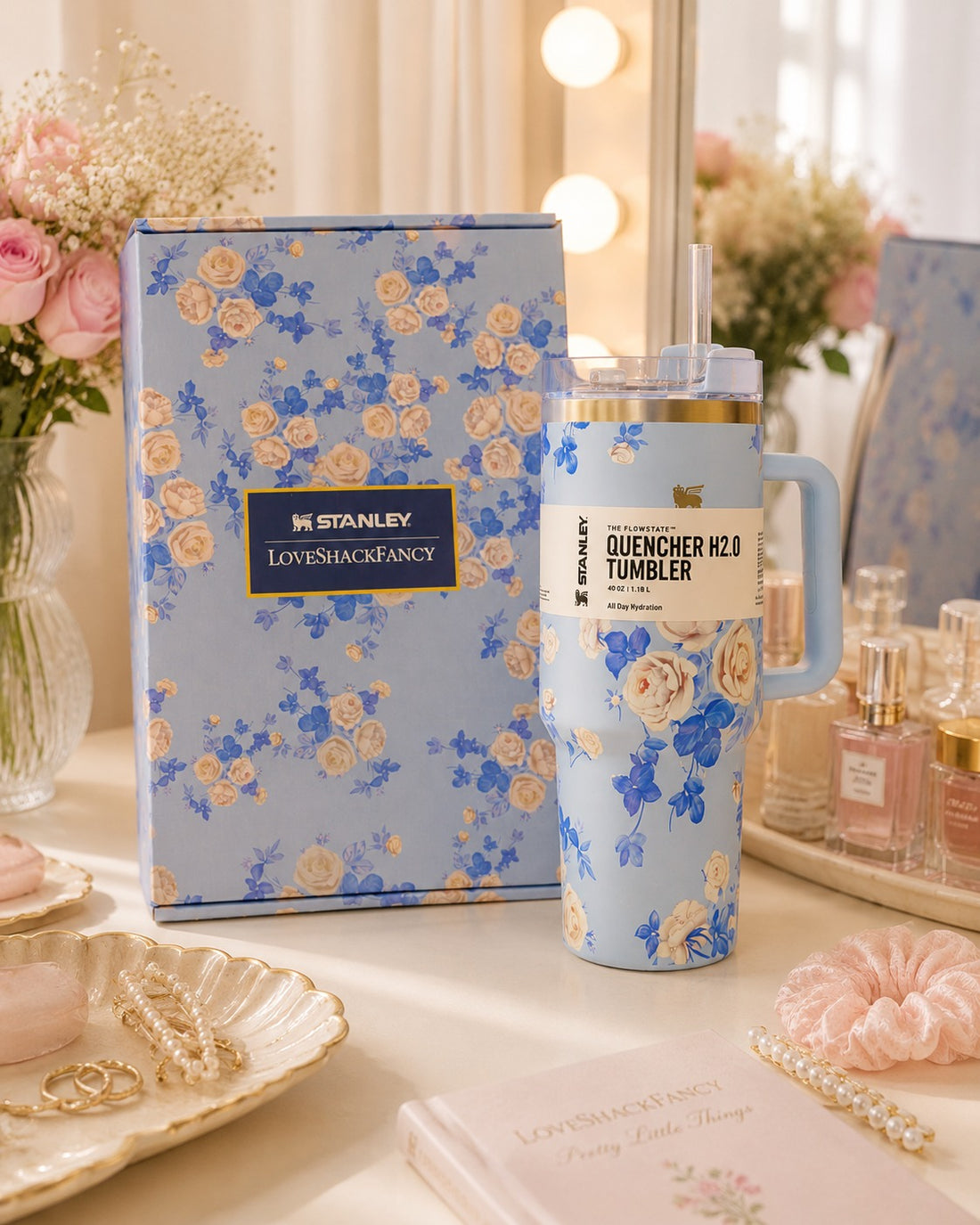 Stanley 40 oz Quencher H2.0 Tumbler – LoveShackFancy Limited Edition Blue Floral