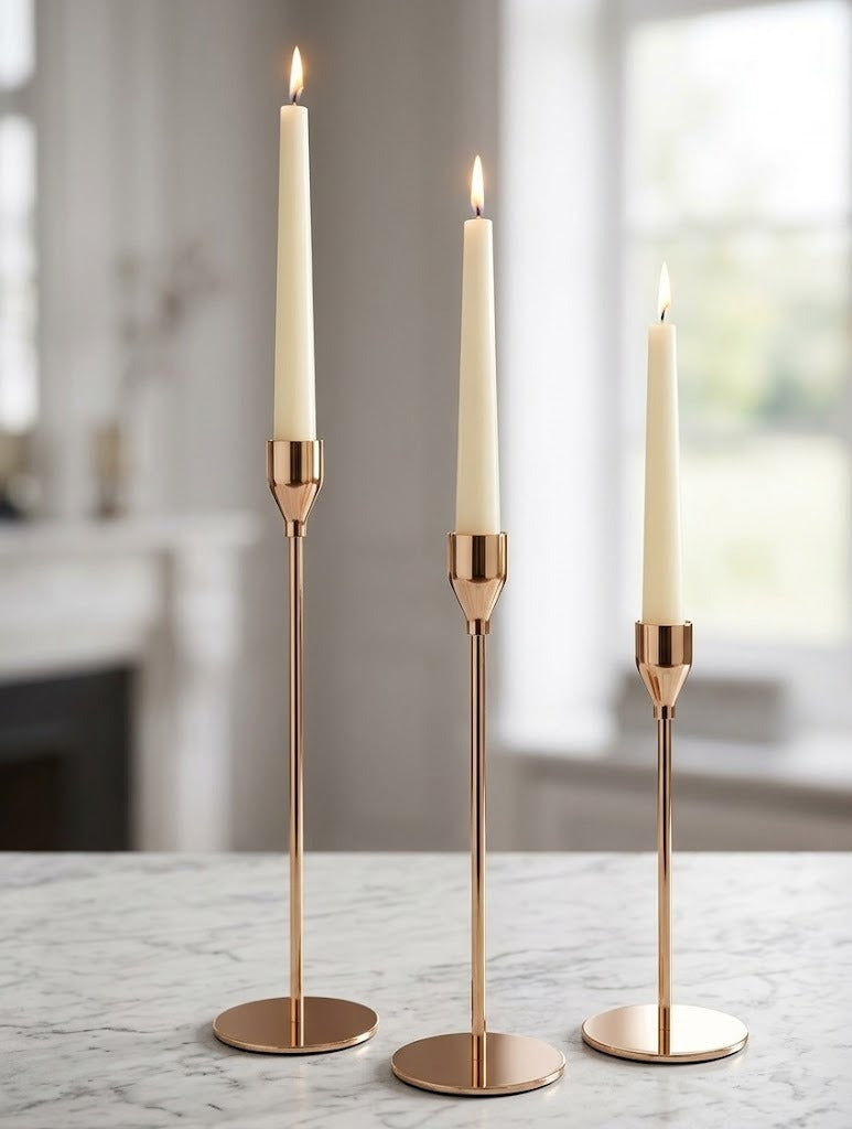 Golden Candle Holders – Set of 3