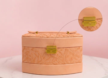 Luxury Floral Embossed Jewelry & Makeup Storage Box with Gold Lock