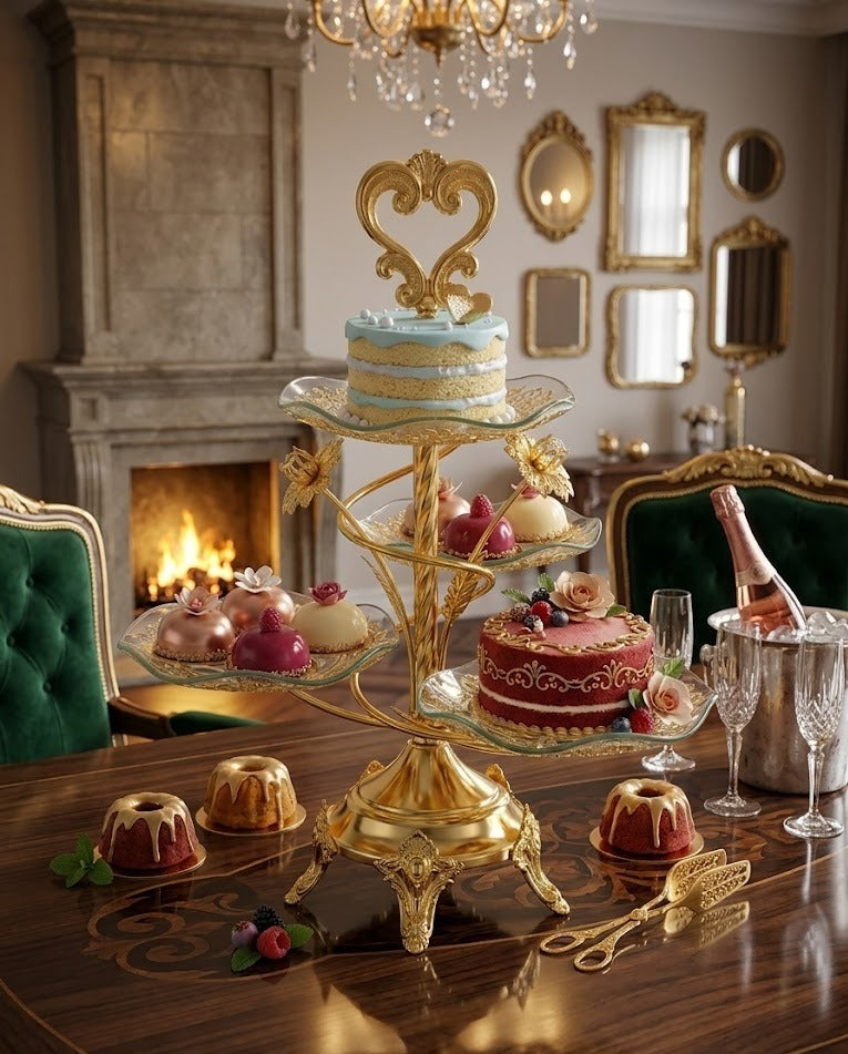 Luxury Gold Multi-Tier Cake & Dessert Stand – Elegant Celebration Collection