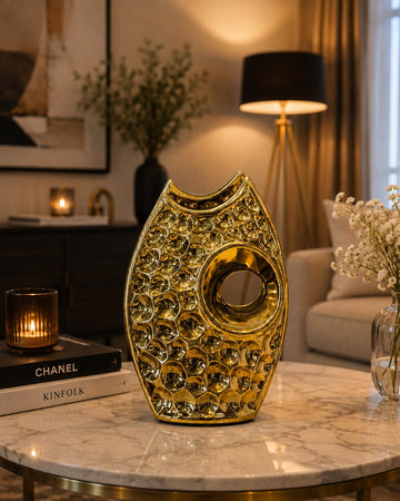 The Aurelia Honeycomb Hollow Gold Vase