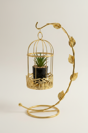Gold Birdcage Planter - Mobile