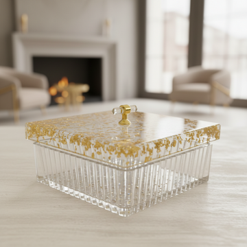 Luxury Gold Flake Divided Snack Box with Acrylic Lid