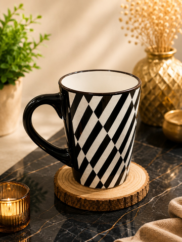 Modern Black &amp; White Checkered Ceramic Coffee Mug