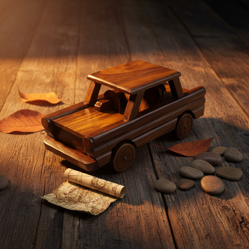 Vintage Handcrafted Organic Wooden Toy Car